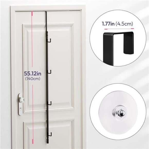 Over door hat rack organizer hanging cap holder metal storage with 12 hooks set - Picture 3 of 7